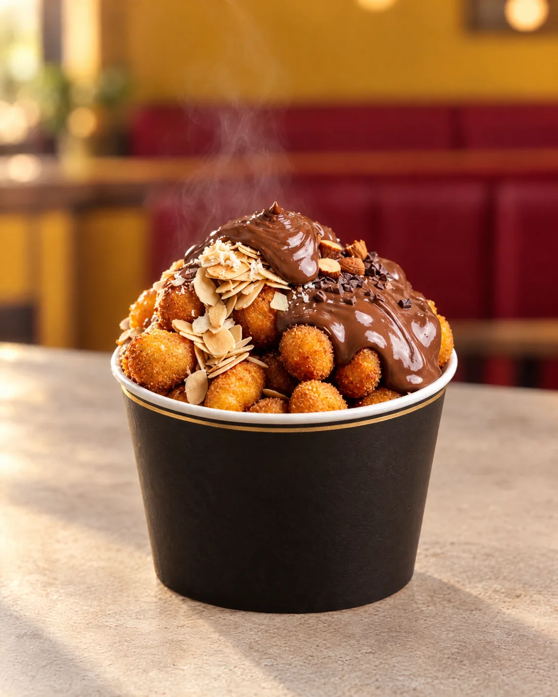 Gnocchi Crousty Sucré : chocolat fondant, amandes grillées